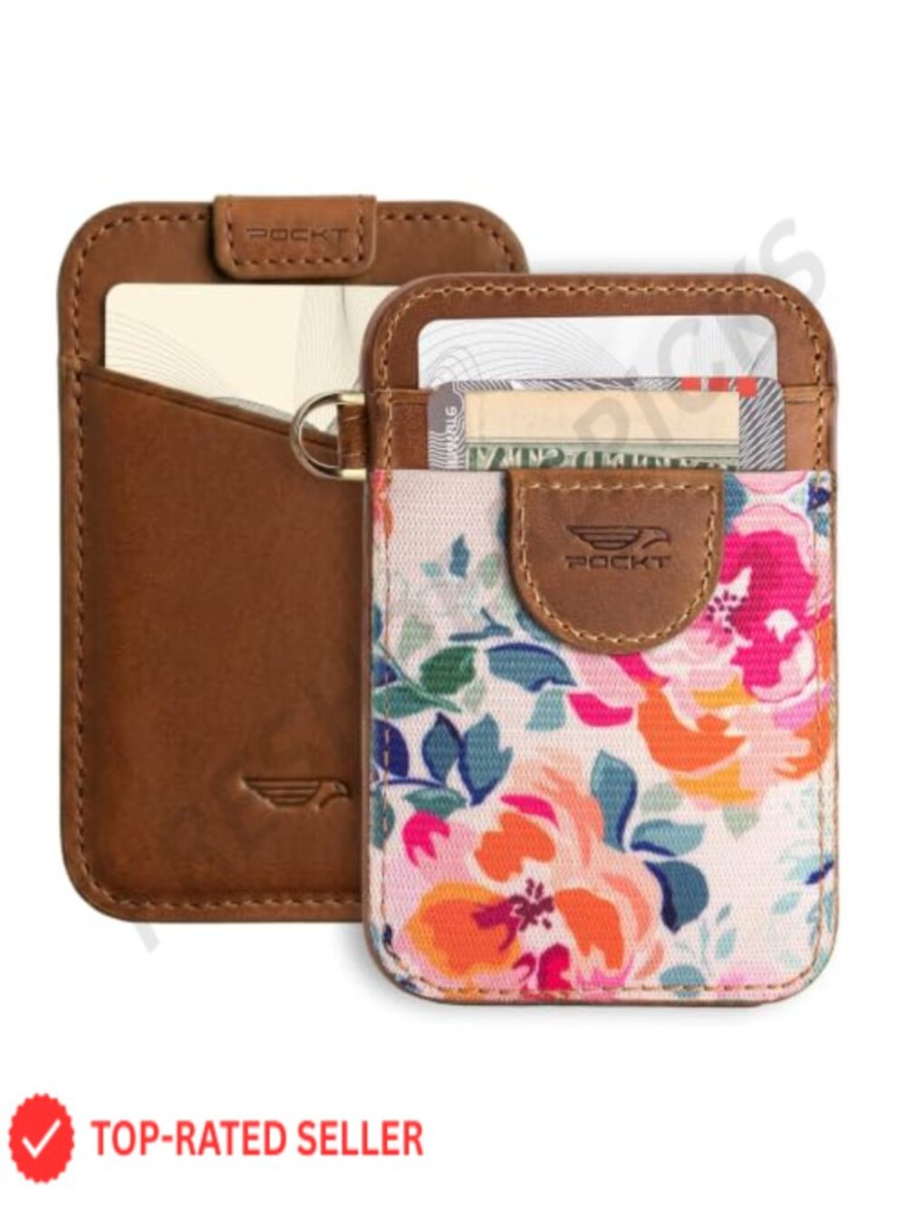 Genuine Leather RFID Blocking Slim Card Holder Wallet with Elastic